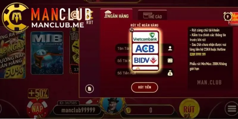 rút tiền manclub